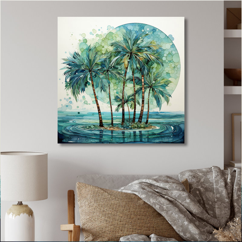 Green Minimalims Palm Trees III - impression sans cadre sur métal, H 29 po x l 29 po x P 1 po
