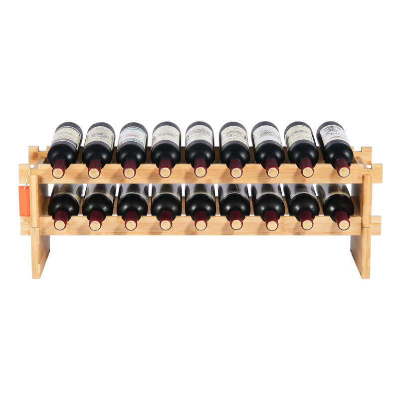 Support à vin empilable en bois de bambou 18 bouteilles pour 18 bouteilles