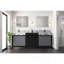 Meuble-lavabo double noir et gris 84 po X P 22 po D, dessus en marbre gris et robinet en métal gris pistolet-1295694487