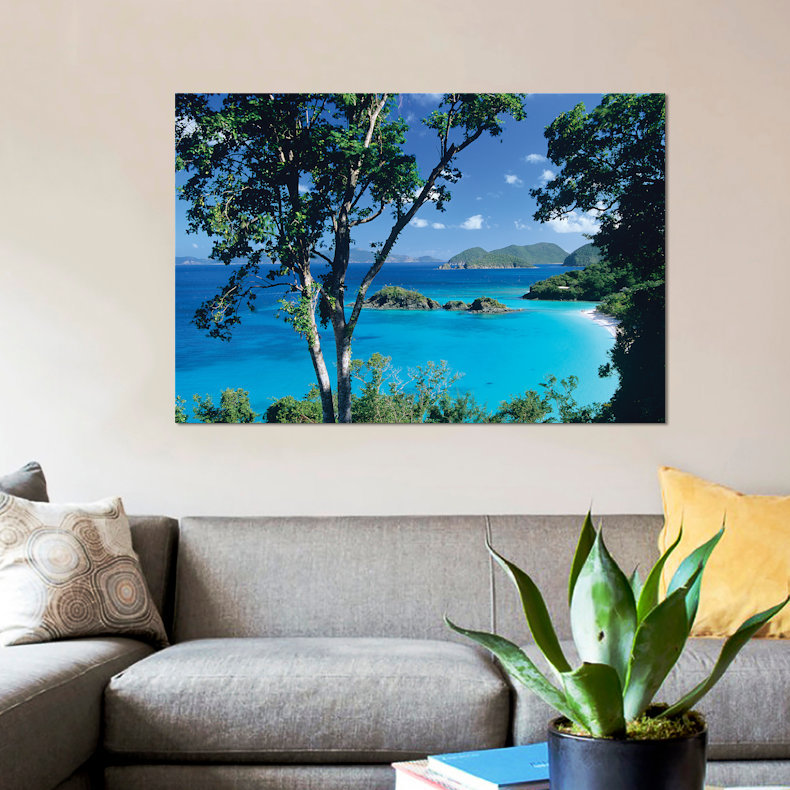 « caraïbes sîn from trees, virgin îlot national park », reproduction d’impression sur toile, H 18 po x l 26 po x P 1,5 po