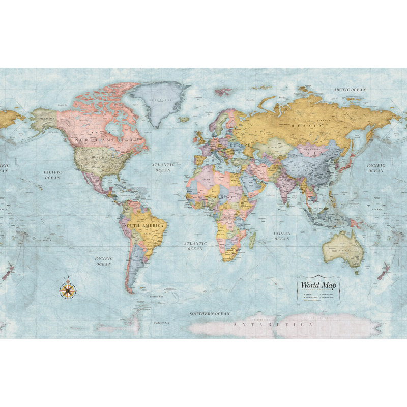 Classic World Map 2 - Wrapped Canvas Print, 30cm H x 46cm W x 3.8cm D