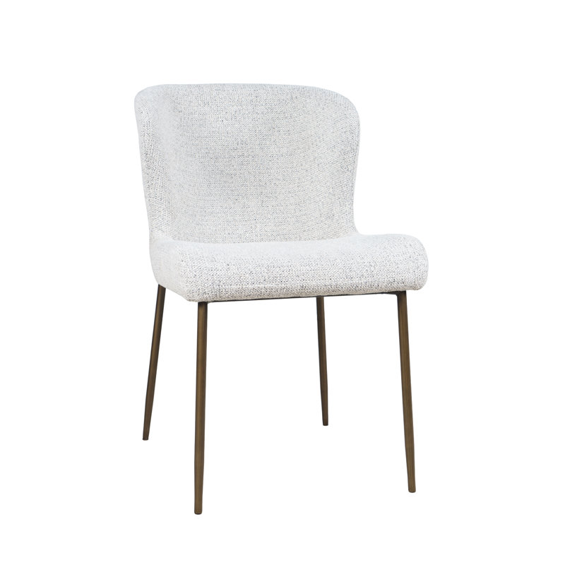 Cupp Modern Upholstered Dining Chair With Performance Fabric And Antique Brass Legs - Set Of 2