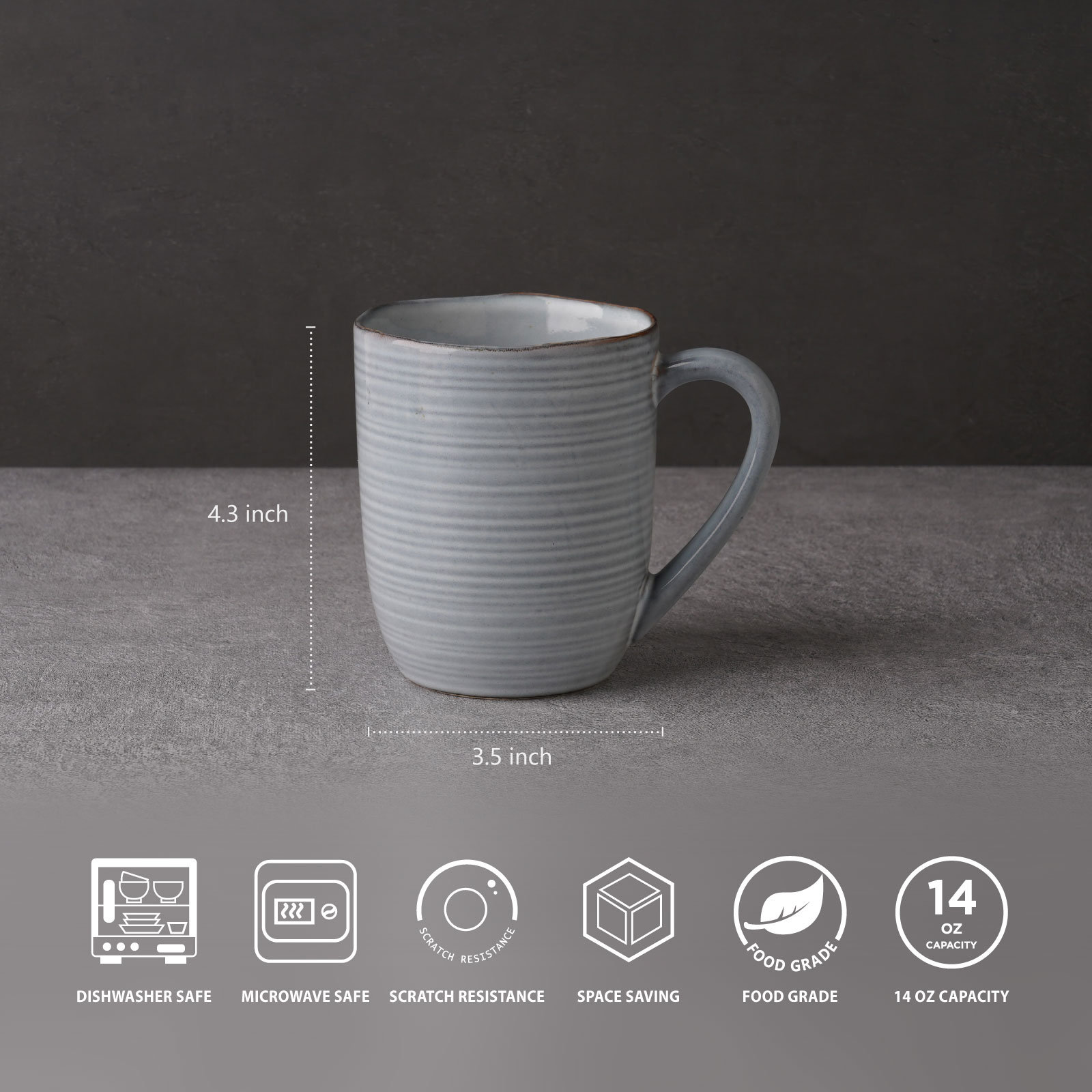 Fellows Stoneware Mug, Pearl Blue
