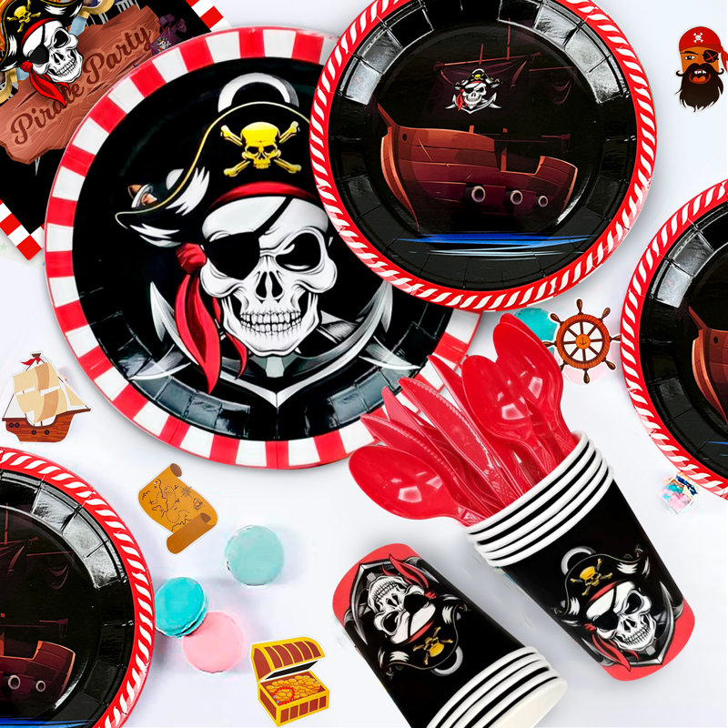 161 pcs Pirate Birthday Party Supplies, Pirate Party Decorations&Tableware Set
