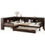 Lit plateforme en L simple avec lit gigogne, lit plateforme en bois massif avec tiroirs de rangement et tablettes, aucune boîte à ressorts nécessaire-1326429261
