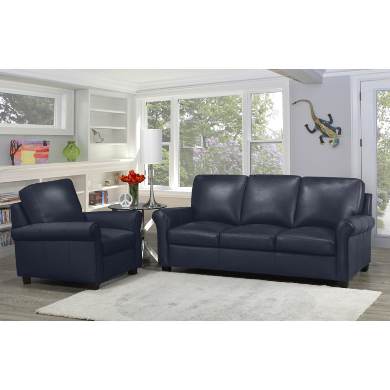 Fauteuil Ambrie, Cuir bleu marine