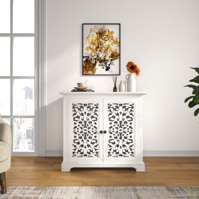 Antique Sideboard Storage Cabinet, Vintage Accent Cabinet, 2 Carving Doors Buffet Server Console Cabinet For Kitchen Dining Room Living Room Hallway