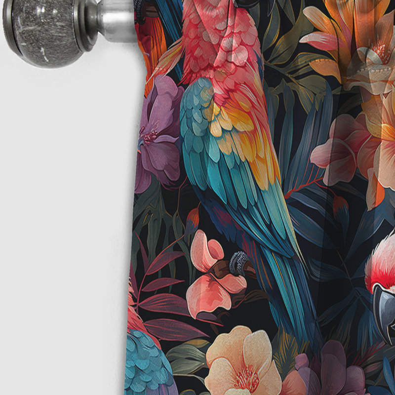 Rideau à motif floral Parrot Haven, L 52 po x L 95 po