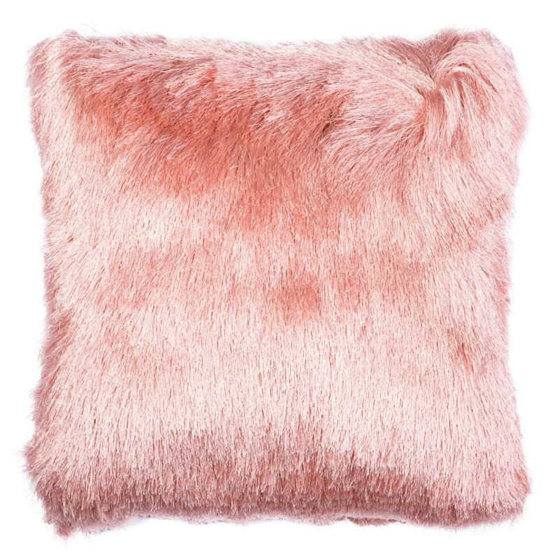 Rose Cloud Shaggy Faux Fur 20" Square Throw Pillow