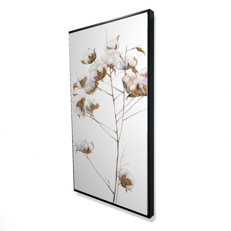 Cotton flowers branch - 24"x48" Framed canvas