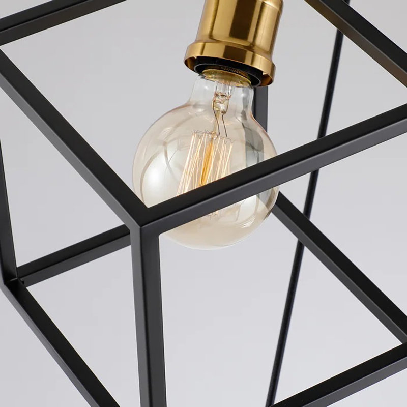 Luminaire suspendu géométrique à 7 lumières avec détails en bois Jaquel