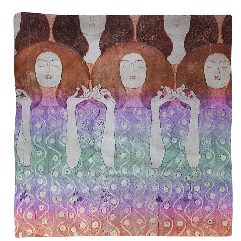 Gustav Klimt Cotton Square Napkin, Red & Blue Ombre