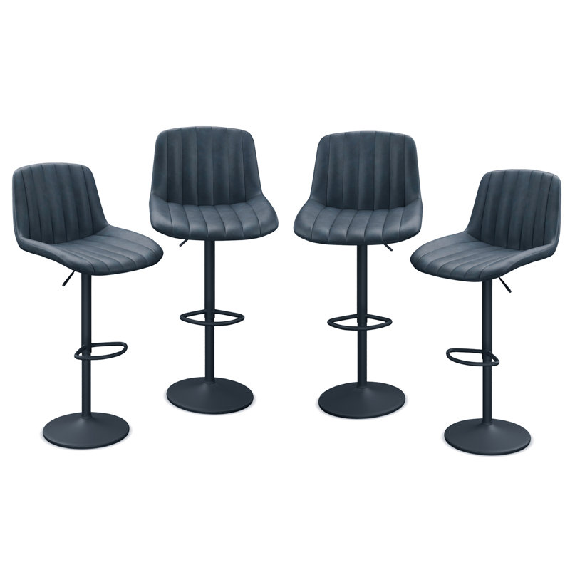 Adjustable Height Counter Stool with Metal Frame, Navy