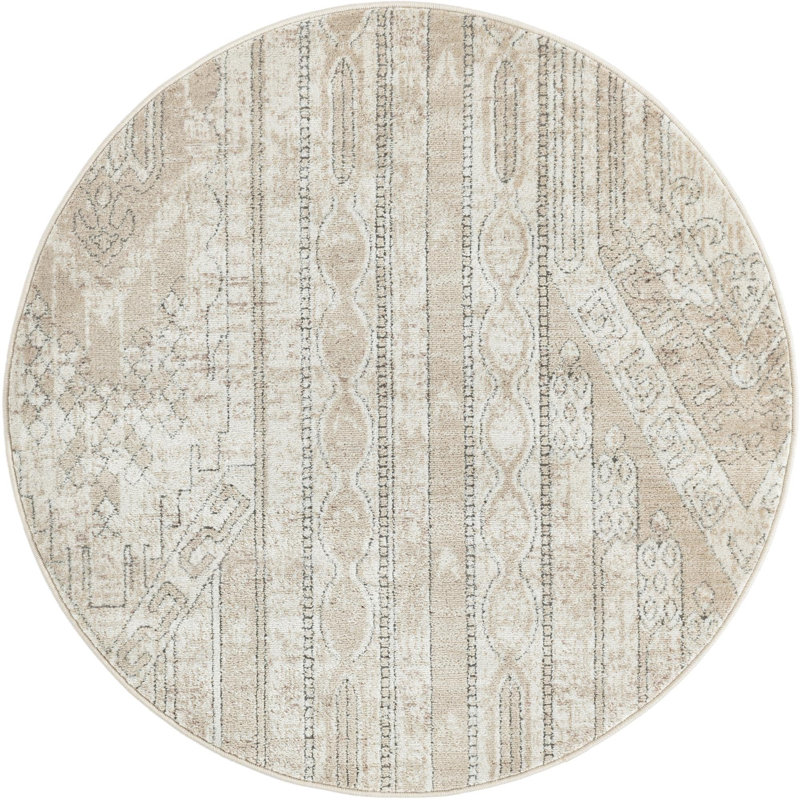 Tapis brun clair Jacklynn, Rond 4 pi 1 po