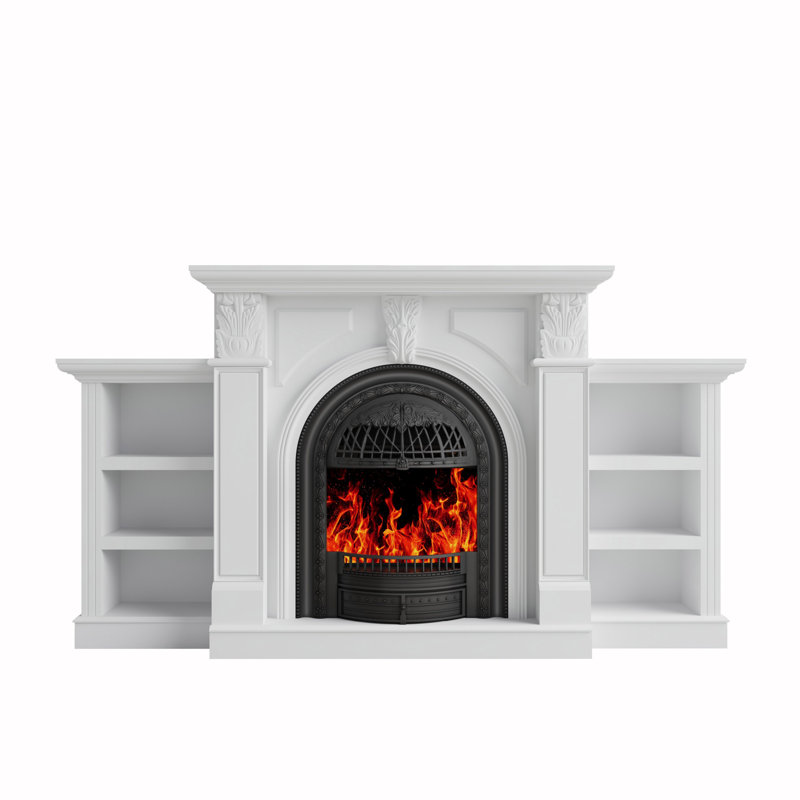 80" W Electric Fireplace Tv Stand With Mantel - Media Console For 90" Tvs, Farmhouse Fireplace With Storage, White/Black