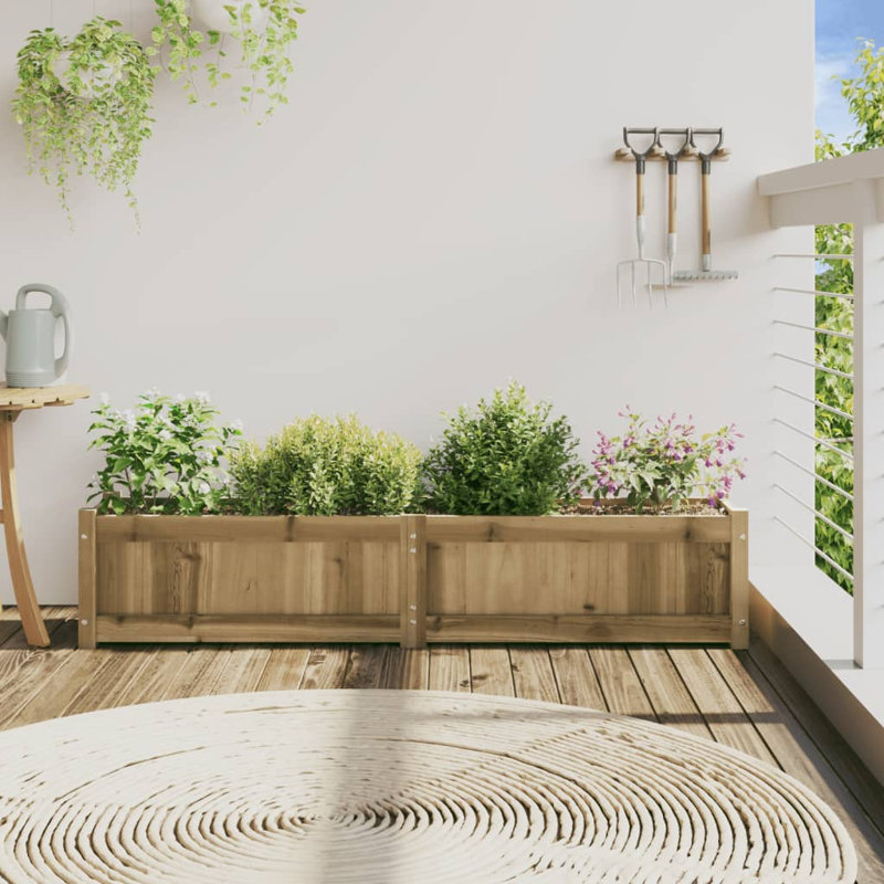 Jardinière en bois massif 59,1 po x 12,2 po x 12,2 po Loon Peak®, H 12,2 po x l 59,1 po x P 12,2 po, Brun
