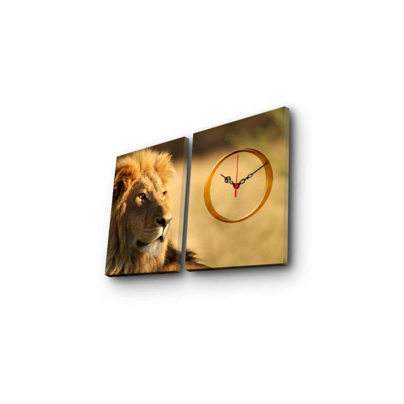 Horloge murale élégante en toile décorative (2 pièces), 23,6 x 15,0 pouces | 100% toile de suède et cadre 100% bois (épaisseur: 1,2 po) | Décoration élégante pour le salon et le bureau, design intemporel