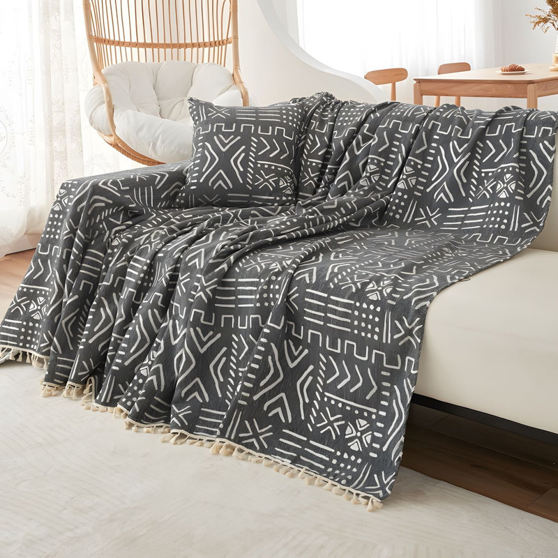 Chenille Sofa Cover, Versatile, Stain Resistant, Black