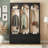 Wooden Style Hall Tree with Arched Design, Elegant 59" Wide Entryway Bench with 8 Retro Hooks, Rustic Coat Rack & Shoe Organizer with 3 Drawers-1899434255