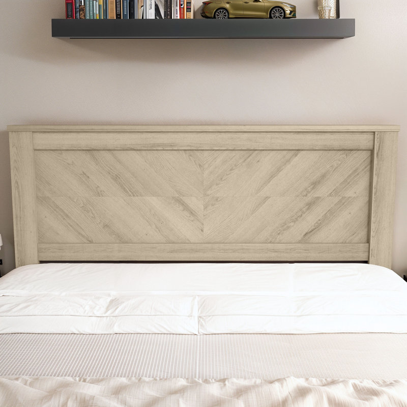Aleshire Modern Herringbone Panel Design Full Queen Headboard, Oslo Oak