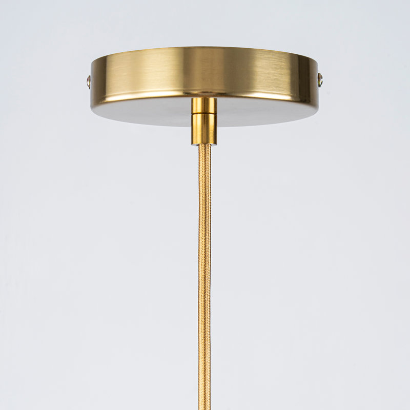 Luminaire suspendu surdimensionné en rotin 1 lumière Aalayah, Brun, Doré, H 9,06 po x l 23,62 po x P 23,62 po