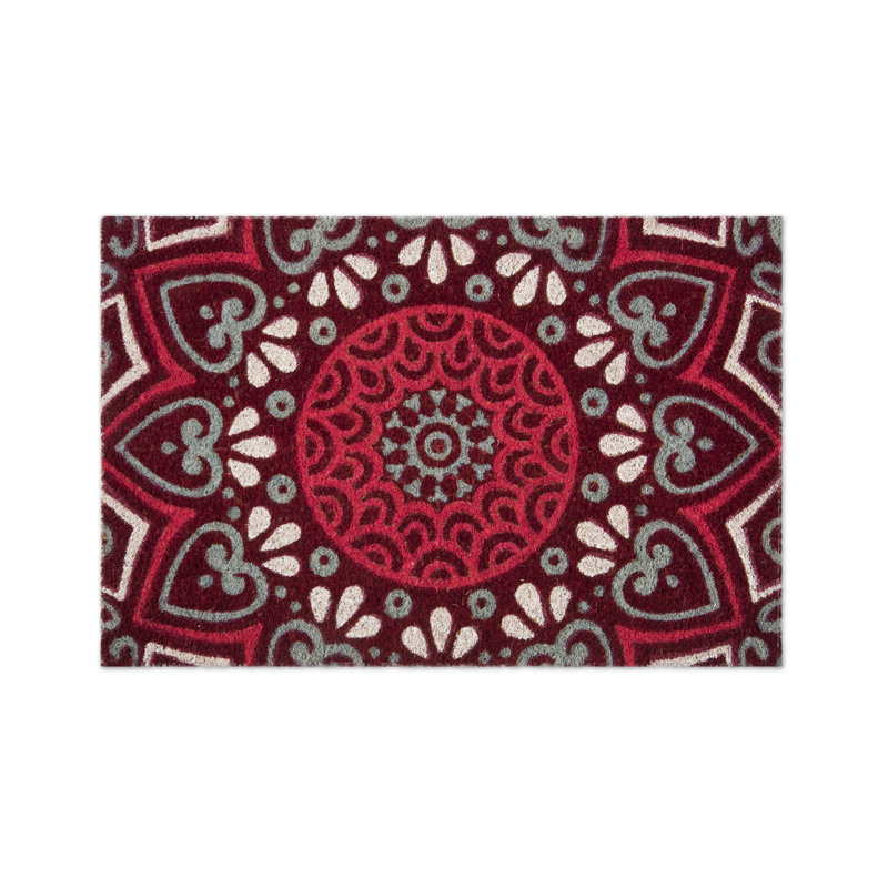 Mandala Red Non-Slip Outdoor Doormat