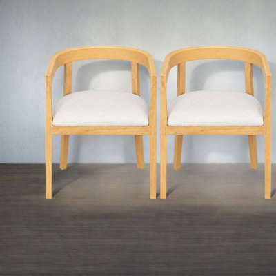 Ensemble de 2 chaises de salle à manger modernes, dossier incurvé en bois massif pour petite cuisine