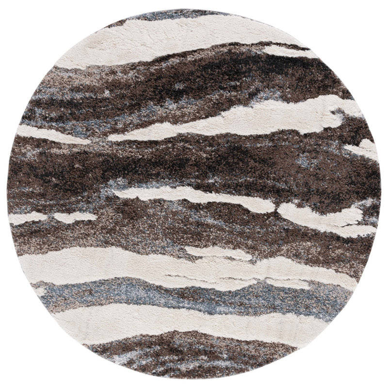 Walida Hi-Lo Shag Performance Abstract Rug, Round 8'