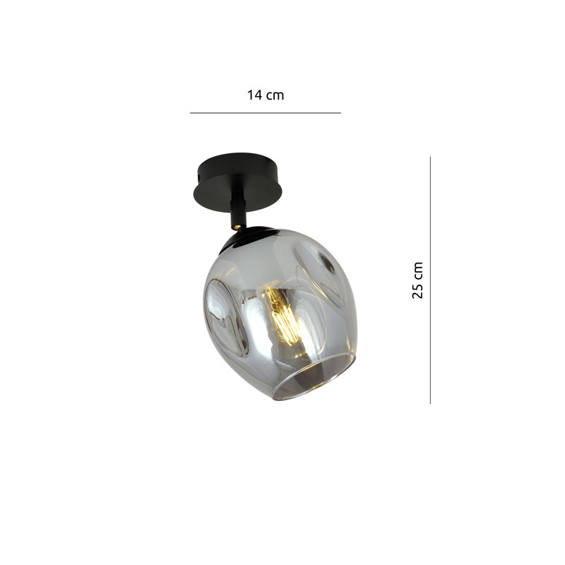 Gonsalves Glass Semi Flush Mount, Graphite