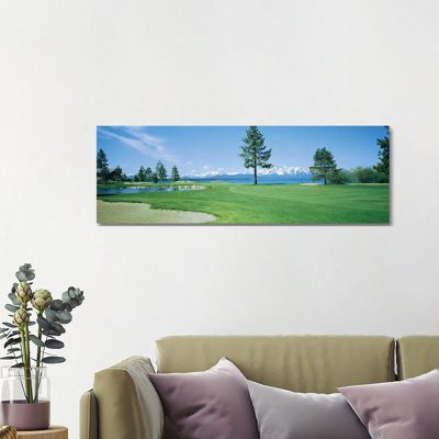 Sand Trap In A Golf Course, Edgewood Tahoe Golf Course, Stateline, Douglas County, Nevada by Panoramic Images - Wrapped Canvas Panoramic Print