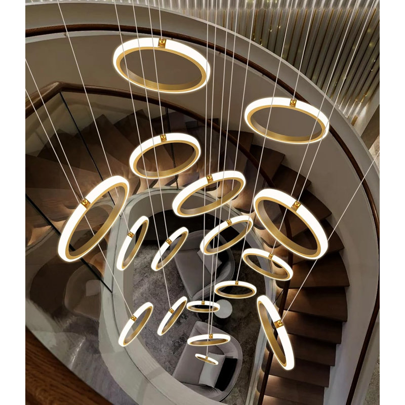 Hight Ciling Chandelier Led Remote Control, Gold