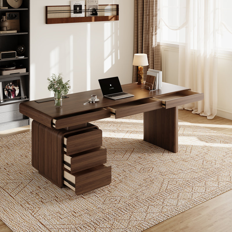 Modern Minimalist Storage Desk With Built In Power Outlets For Home Office Workstation