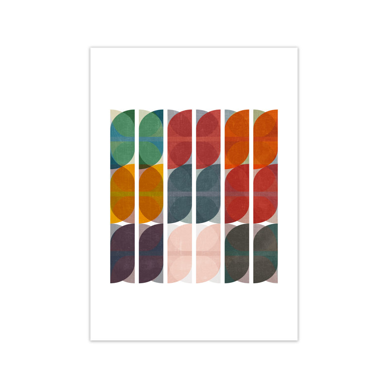 Mid Century Colourful Abstract A - Print, No Frame, 59cm H x 42cm W x 1cm D