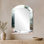 Miroir mural blanc en métal Farmhouse - Snowy Pine Tree Forest Path, impression métallique