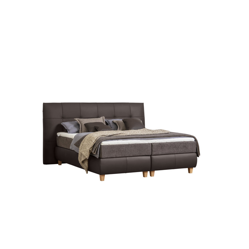 Boxspring Bed Loana with Topper, Brown, 180 x 200 cm, H2 - approx. 60 to 80kg