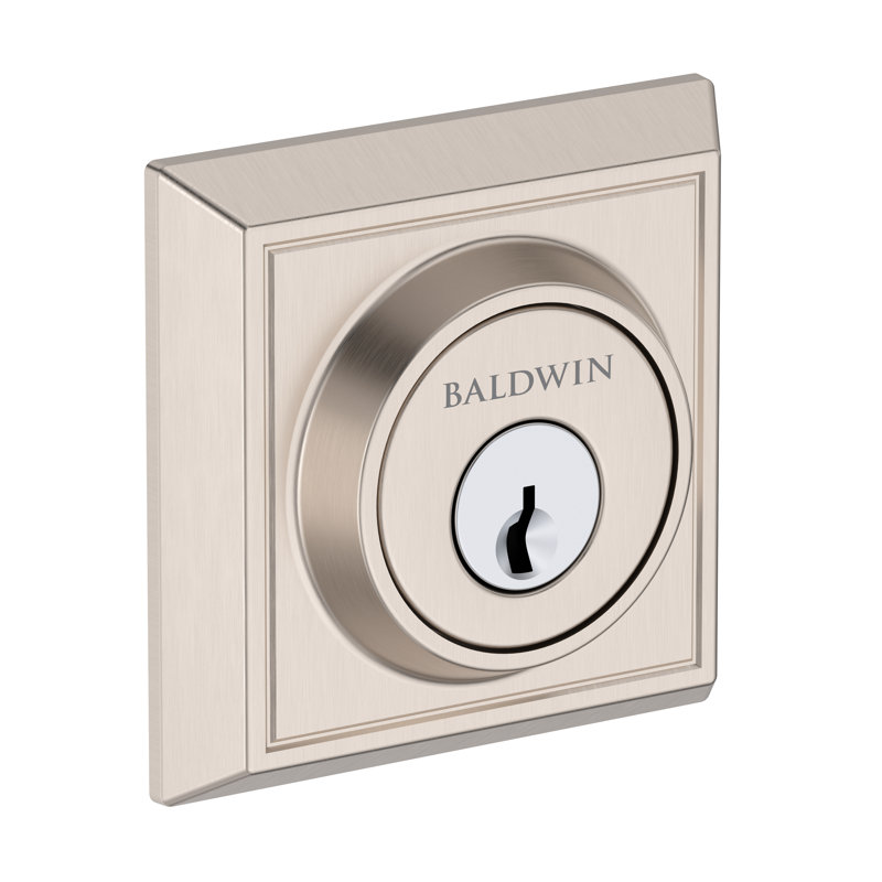 Chamfered Square Deadbolt Patio Deadbolt in Venetian Bronze, Satin Nickel
