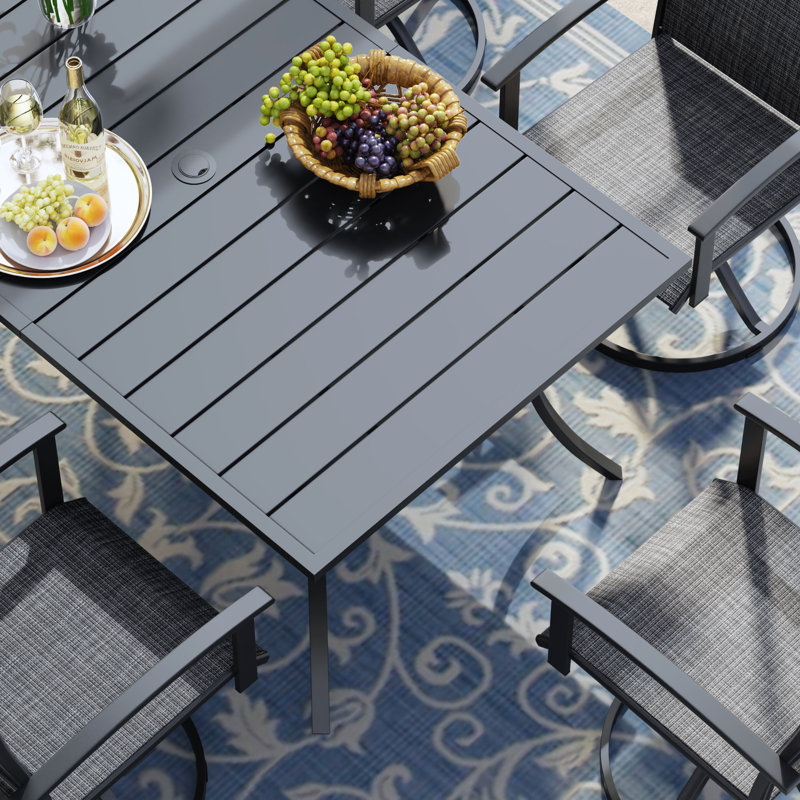 Rectangular Outdoor Patio Dining Table With Storage Shelf