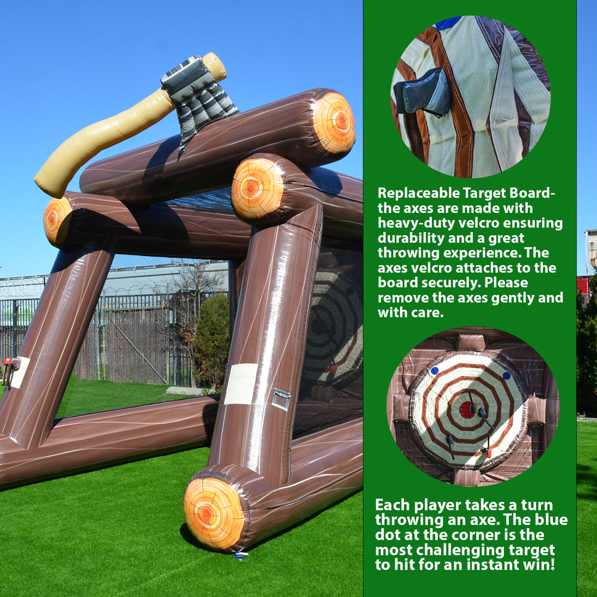 XJUMP Axe Throwing Target Game Inflatable (with Blower And Foam Axes ...