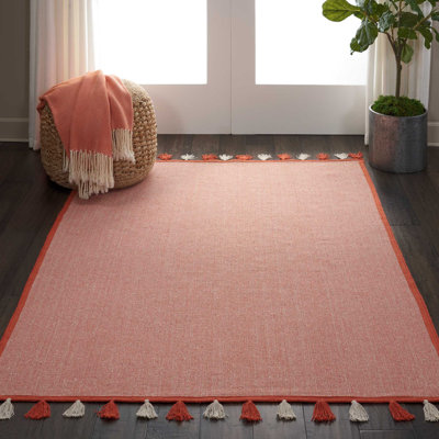 Tapis de zone orange en coton à tissage plat Eliseo