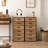 Industrial 6-Drawer Storage Dresser Cabinet, Rustic Brown Wood with Black Metal Frame, 14.7" x 12.5" x 30.7"