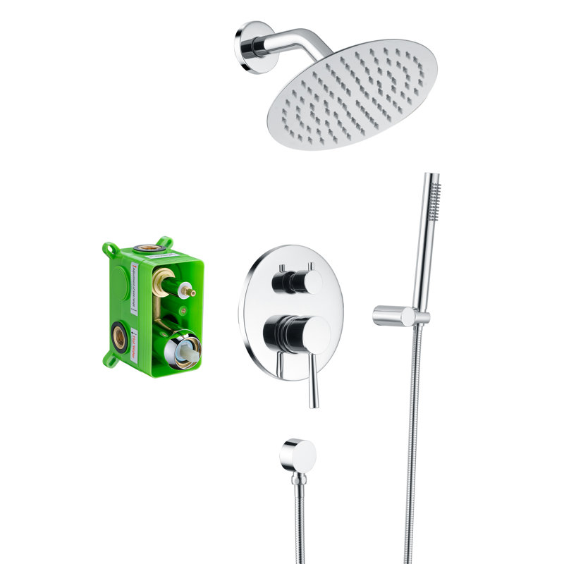 Système de robinet de douche avec douchette à main et pomme de douche à effet pluie de 8 pouces, système de douche avec valve brute en laiton et garniture Sumerain