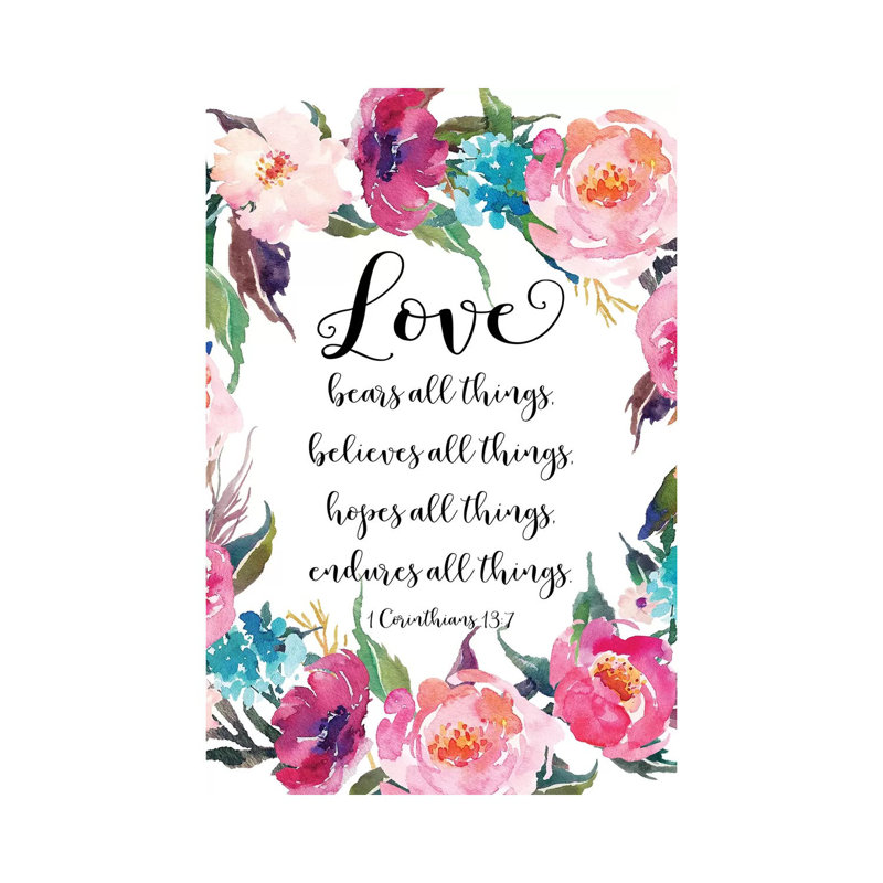 1 Corinthians 13:7 1 Piece Wall Art on Canvas, 101.6cm H x 66.04cm W x 1.91cm D, Wrapped Canvas