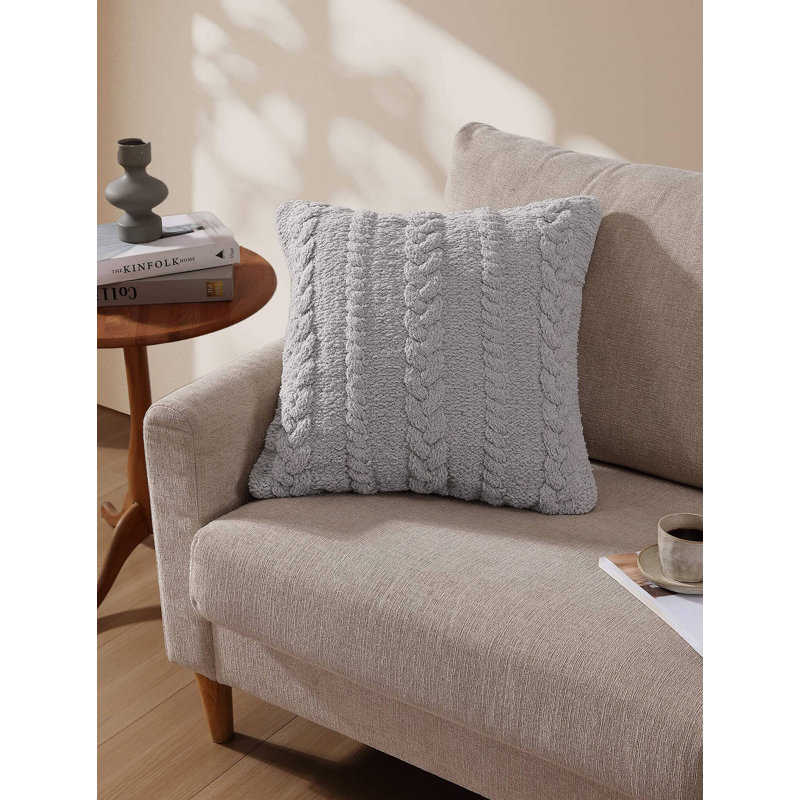Braided Square Pillow Cover & Insert, Navy