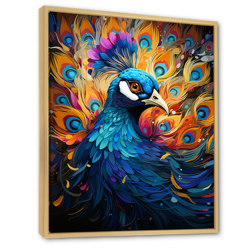 Peacocks Royal Plumage sur toile, Cadre naturel flottant, H 32 po x l 24 po