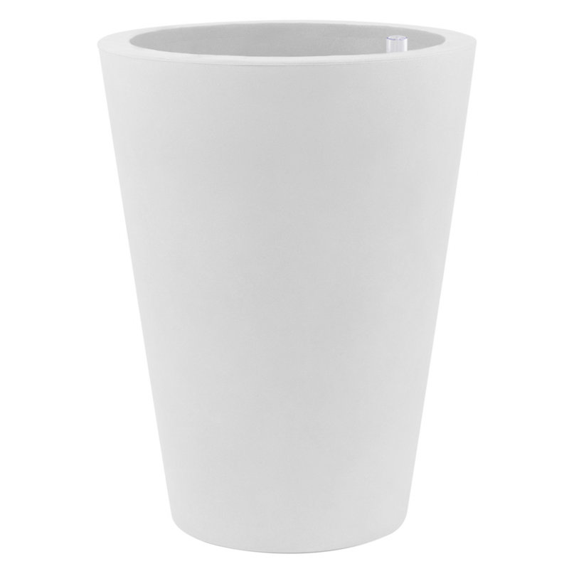 Cono Resin Pot Planter, White, 39.25" H x 19.75" W x 19.75" D