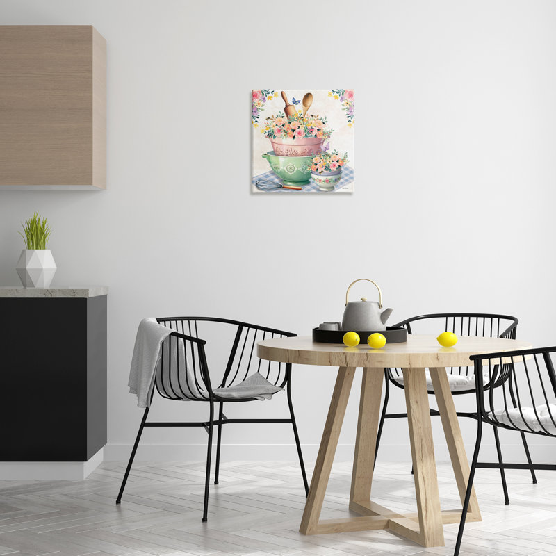 "Floral Kitchen Bowls Stack", art mural par Nicole DeCamp, H 17 po x l 17 po