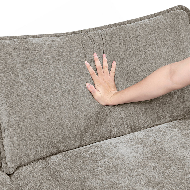 Modulaire contemporain 5 pièces modulaire avec repose-pieds moelleux et confortable, Brun gris / chenille étain