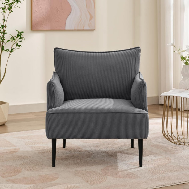28.74'' Wide Corduroy Accent Chair, Gray Corduroy