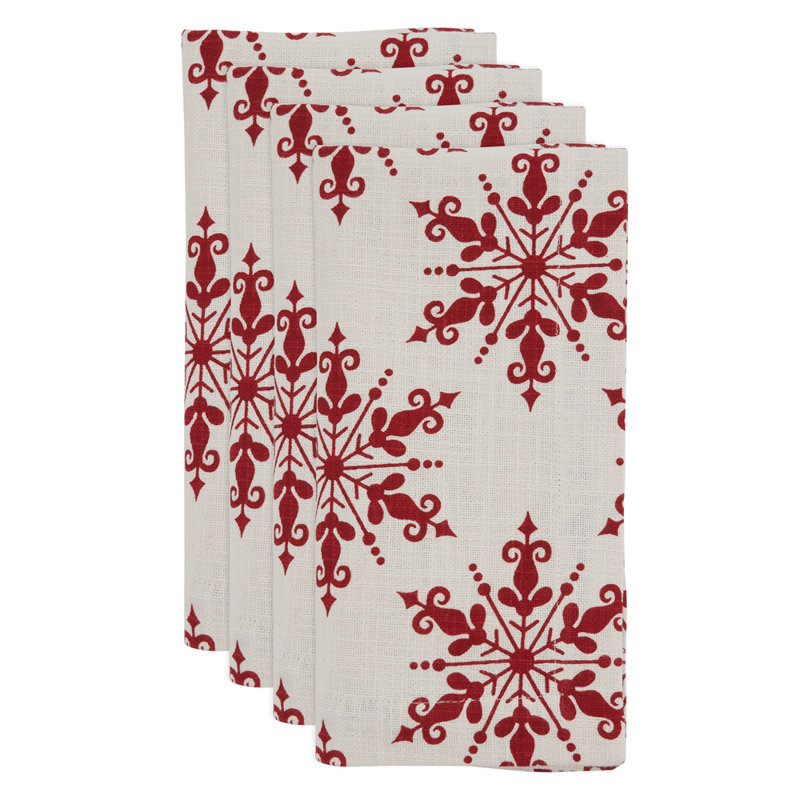 Ensemble de 4 serviettes de table en tissu de coton rouge flocon de neige l 20 po x L 20 po