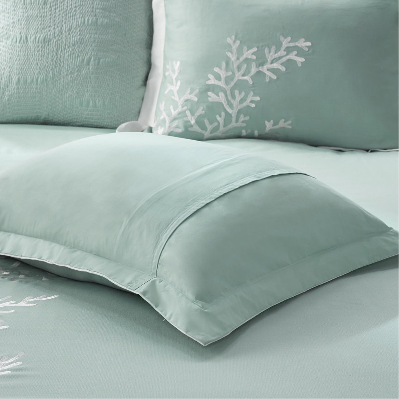 Oversized Cotton Jacquard Comforter Set Aqua, King Comforter + 3 Additional Pieces